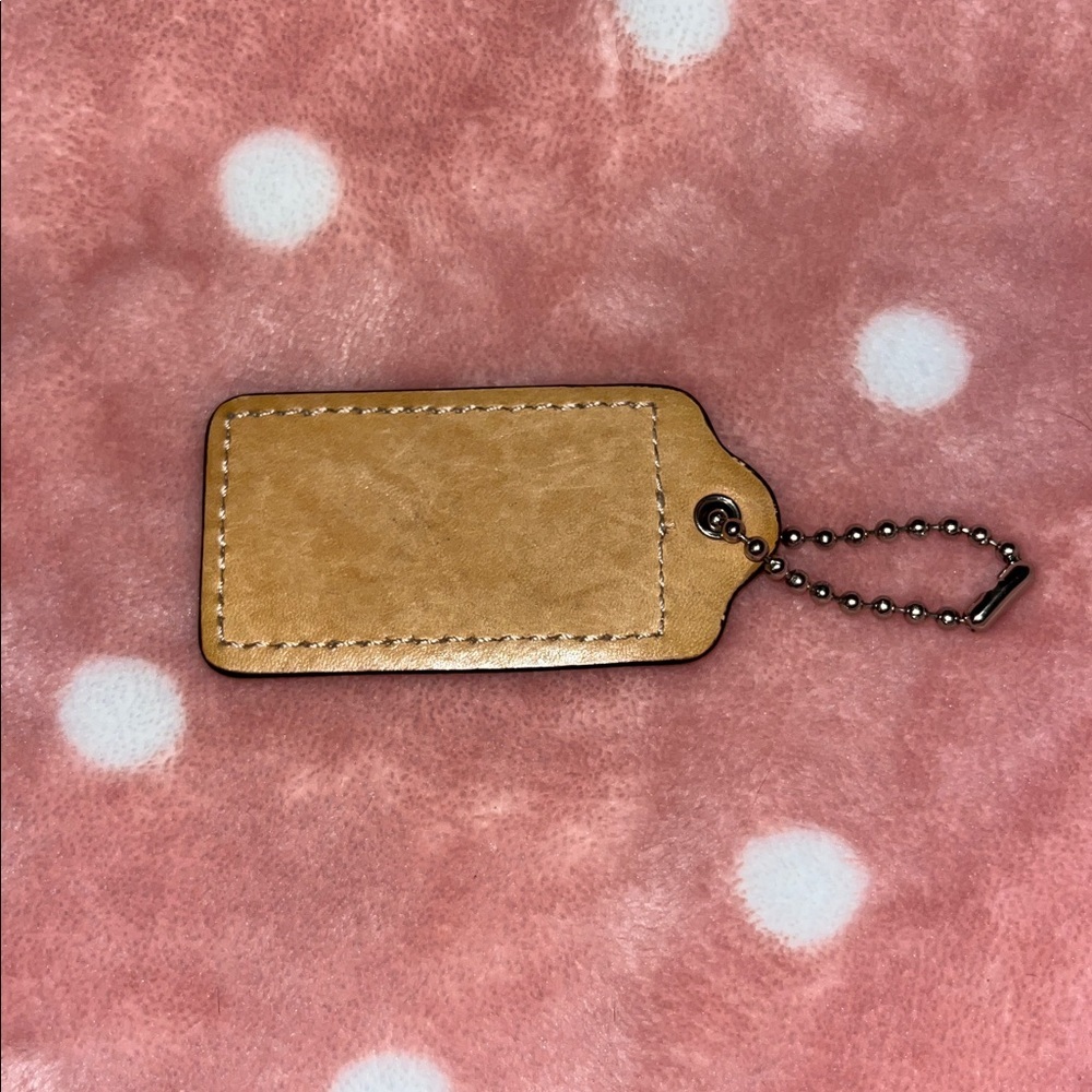 Coach Large Tan Leather Hang Bag Tag Keychain - Picture 4 of 4